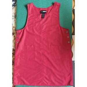 IN Focus Vintage Dress Women XL Red Sleeveless Jumper Rayon Academia Cottagecore